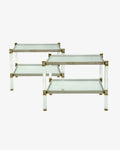 Coppia tavoli plexiglass e ottone anni 70
