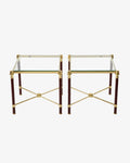 Pair of square burgundy lacquered tables from the 70s