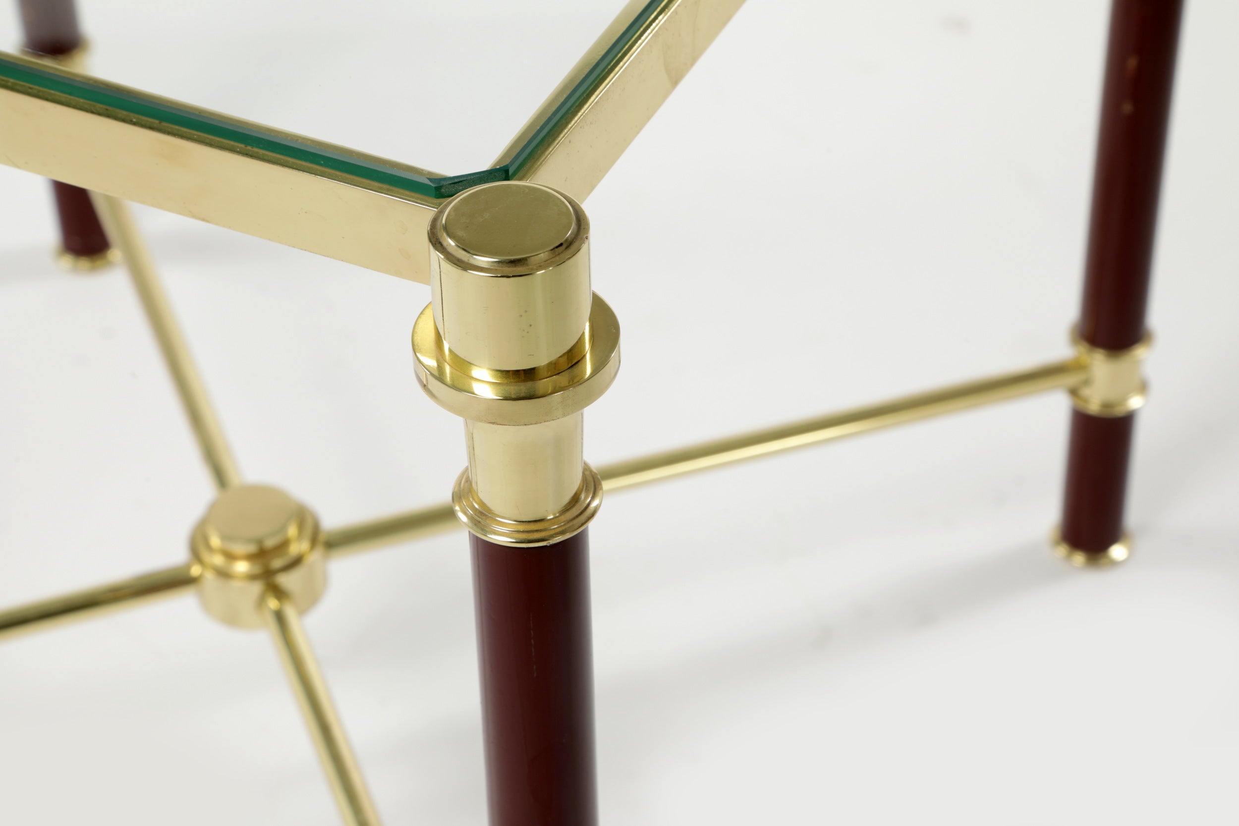 Pair of square burgundy lacquered tables from the 70s