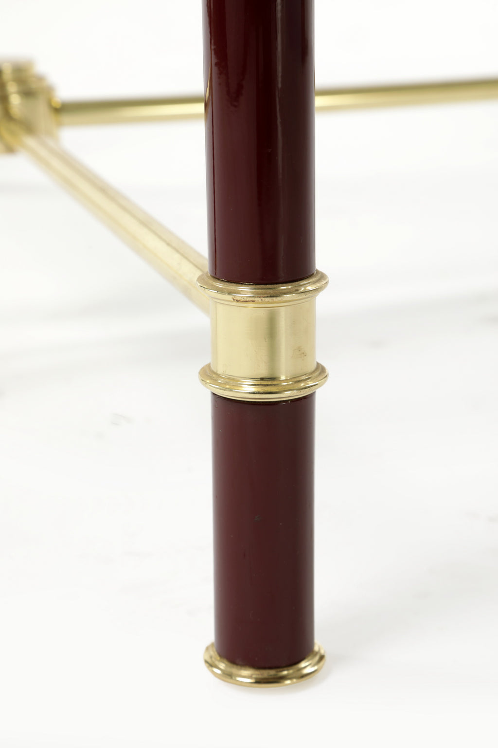 Pair of square burgundy lacquered tables from the 70s
