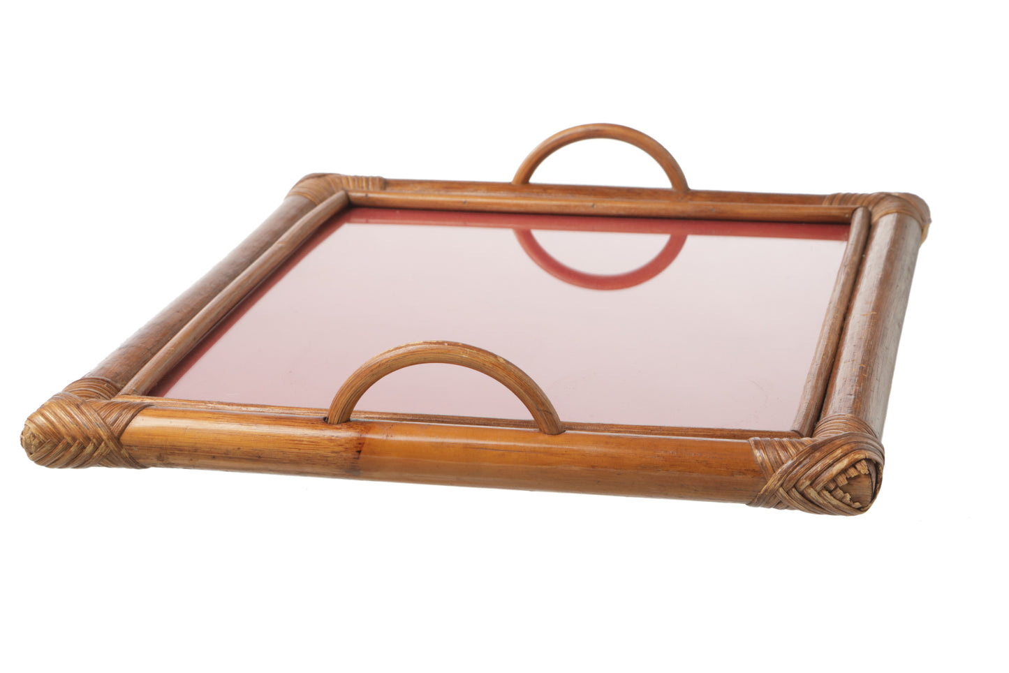 Pair of 80s bamboo trays