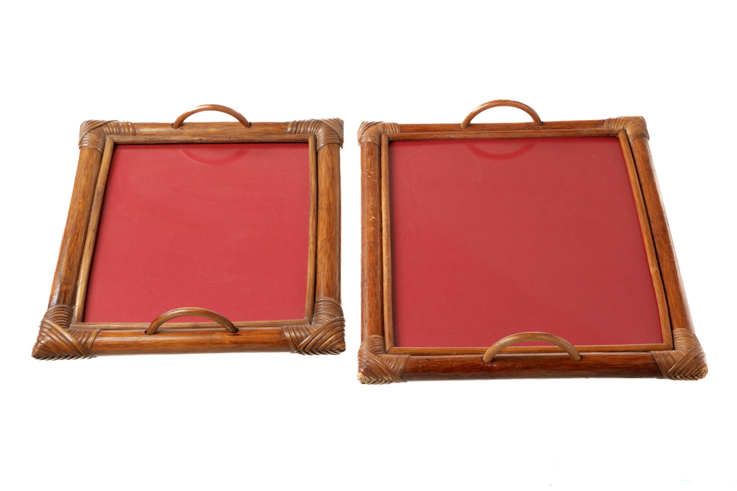 Pair of 80s bamboo trays