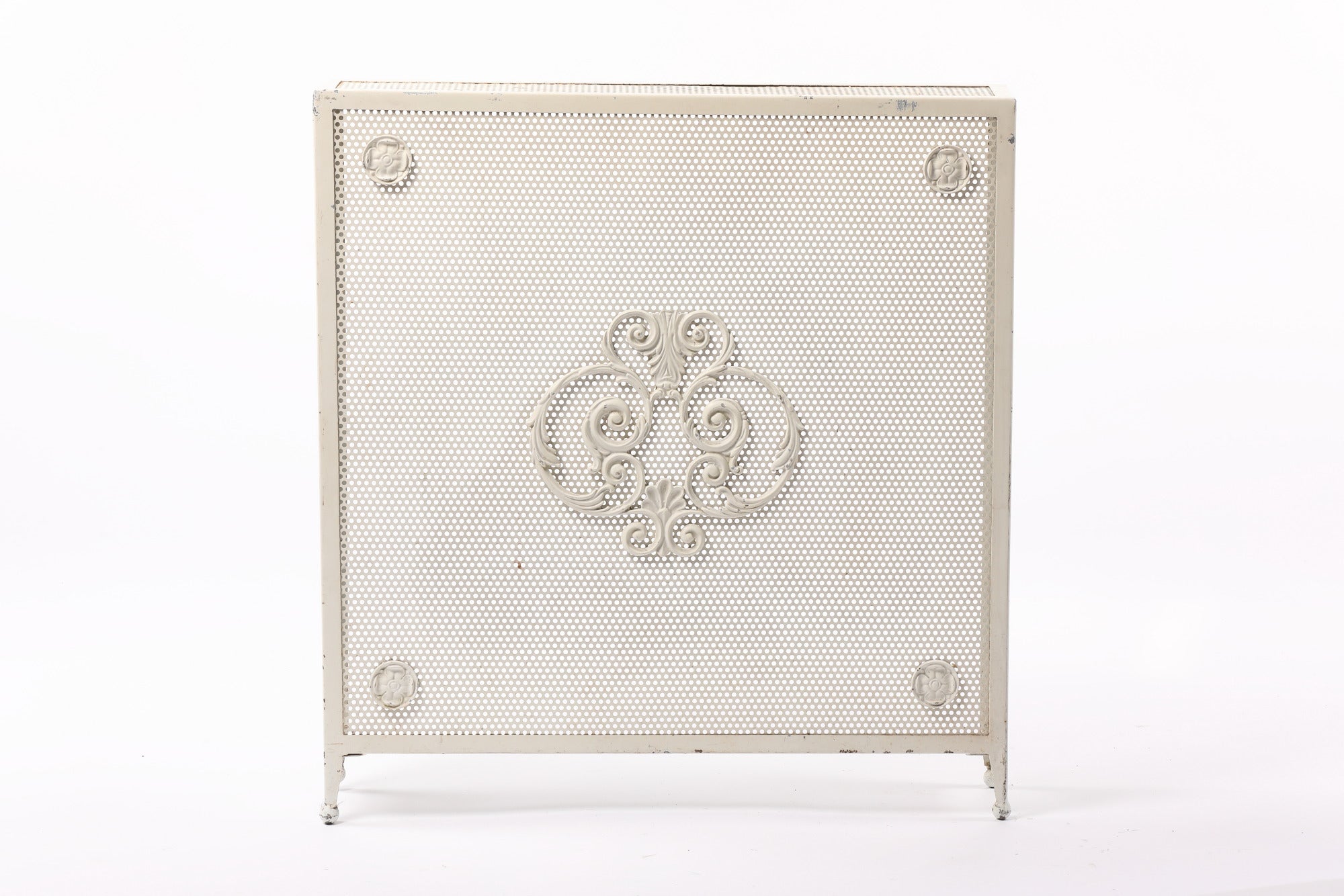 Square white metal radiator cover from the 60s