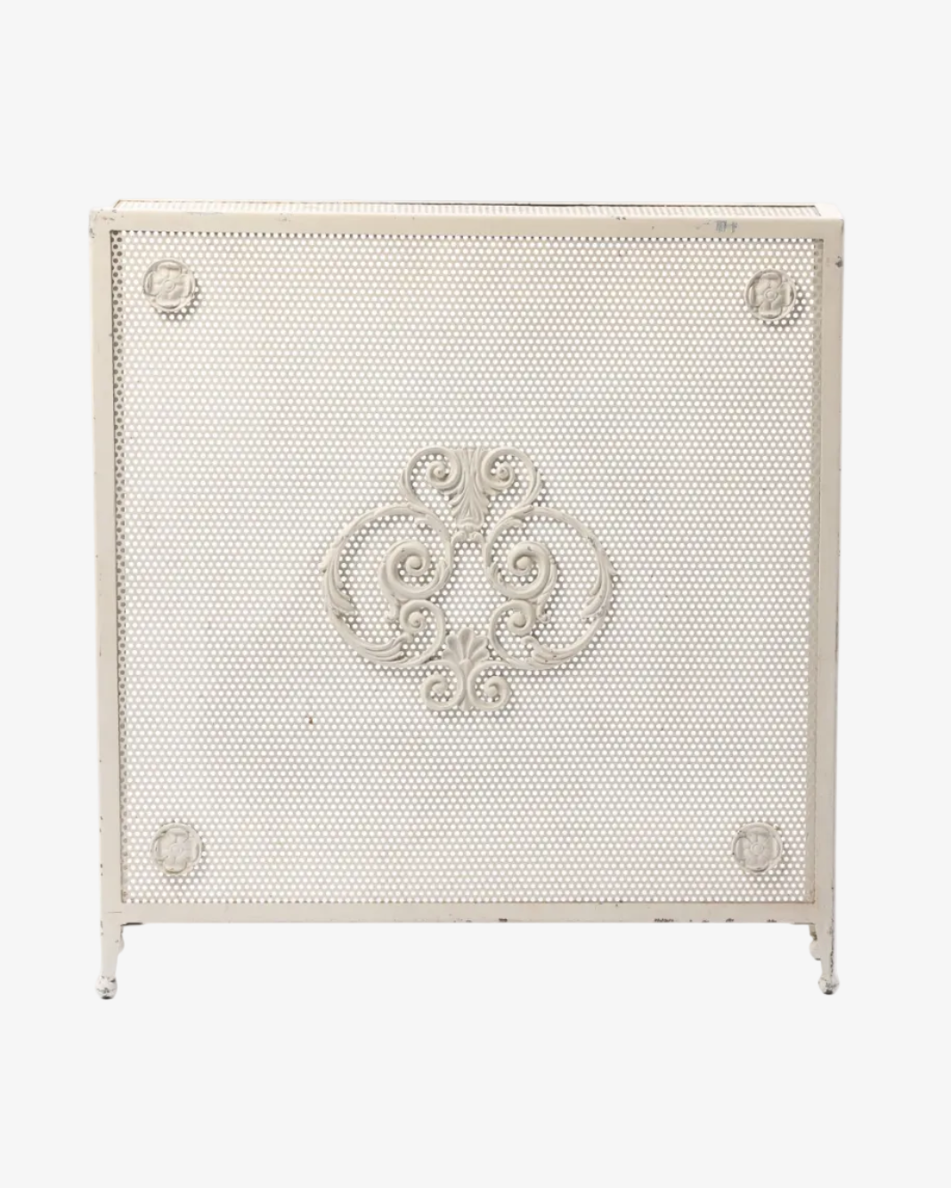 Square white metal radiator cover from the 60s
