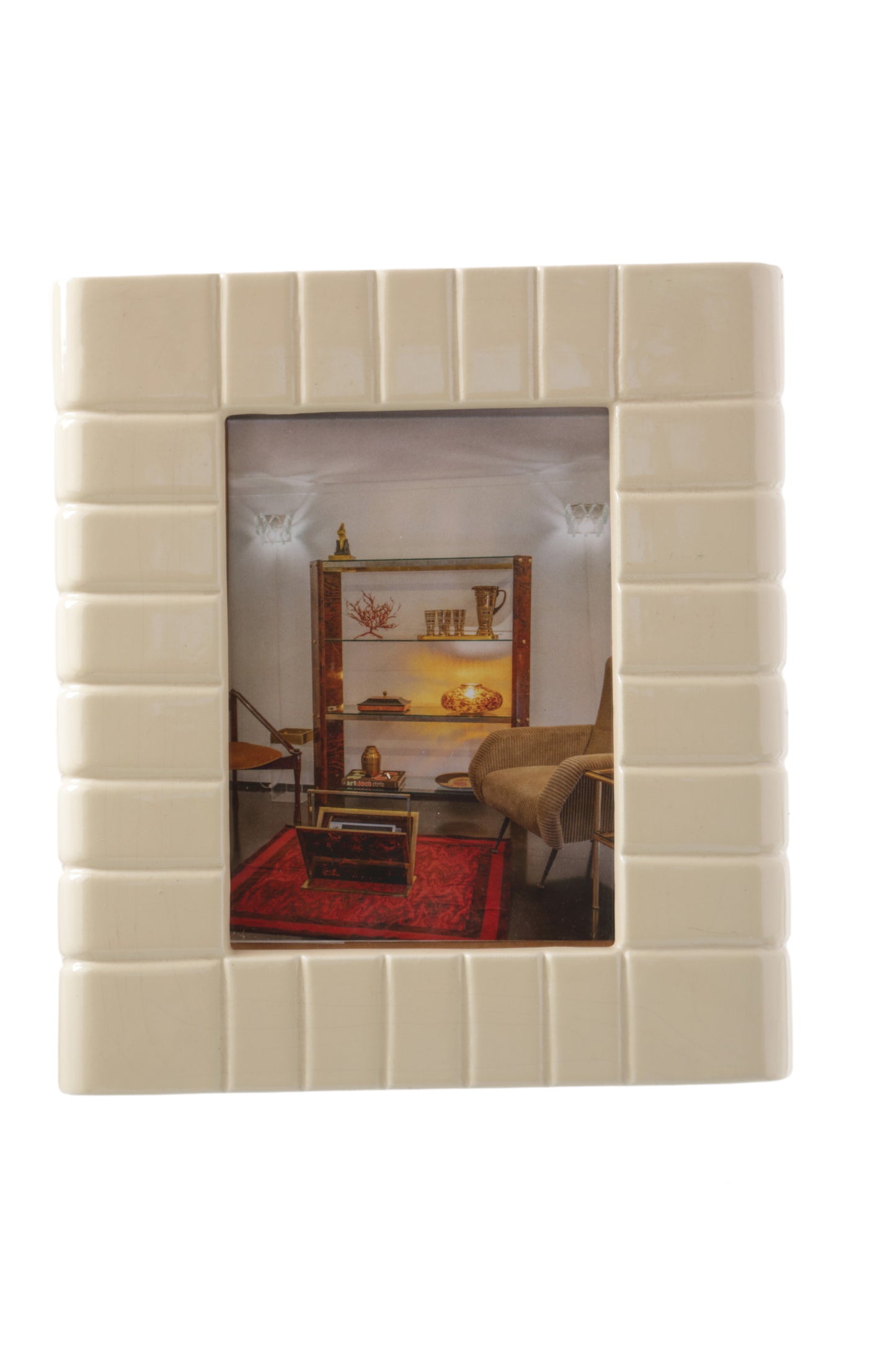 Ivory ceramic photo frame from the 70s