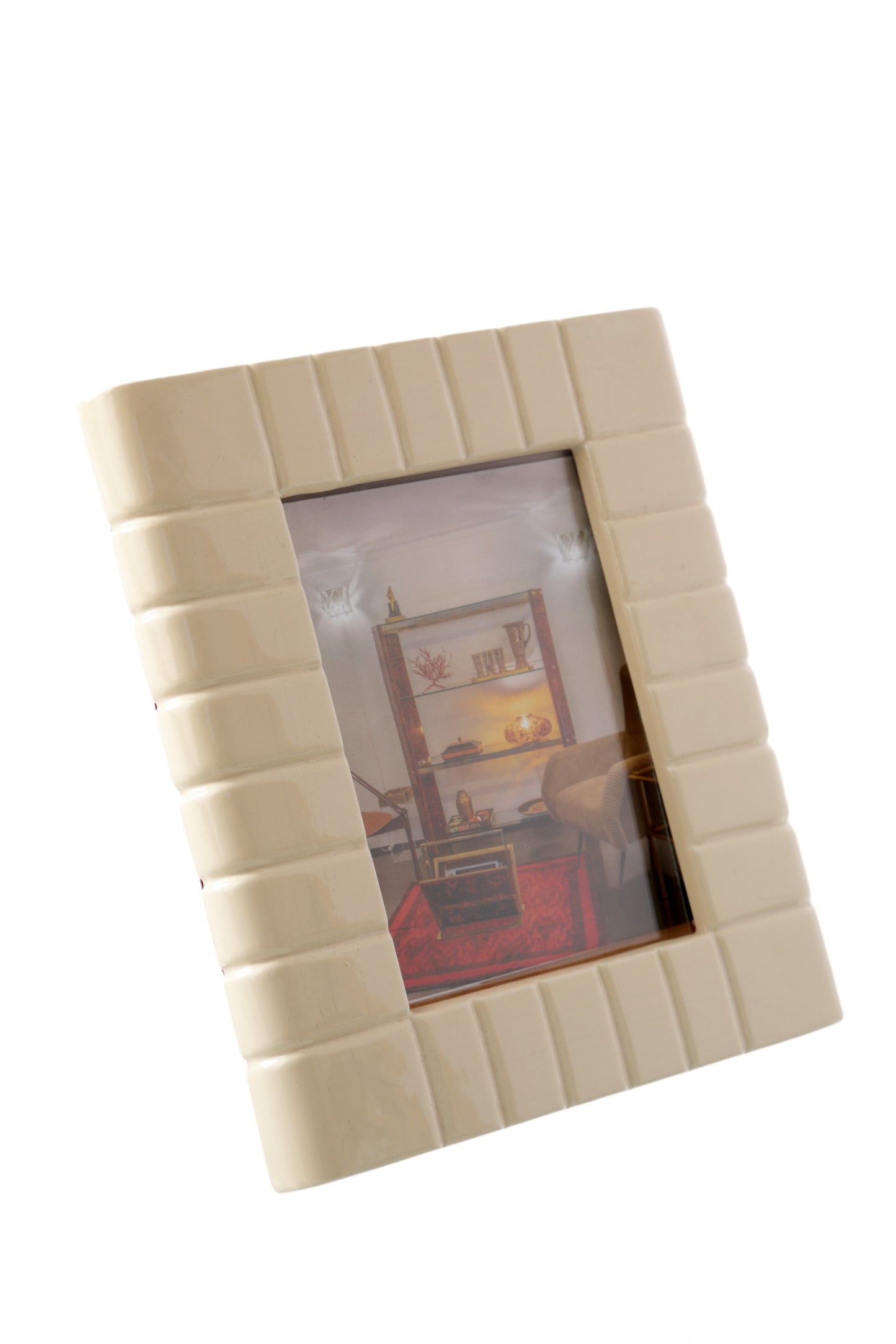 Ivory ceramic photo frame from the 70s