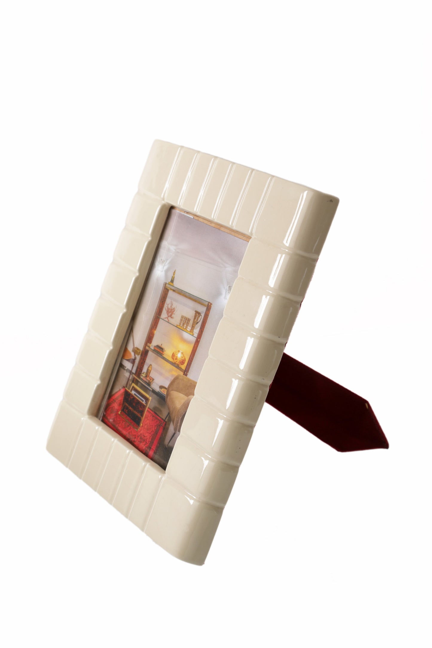 Ivory ceramic photo frame from the 70s