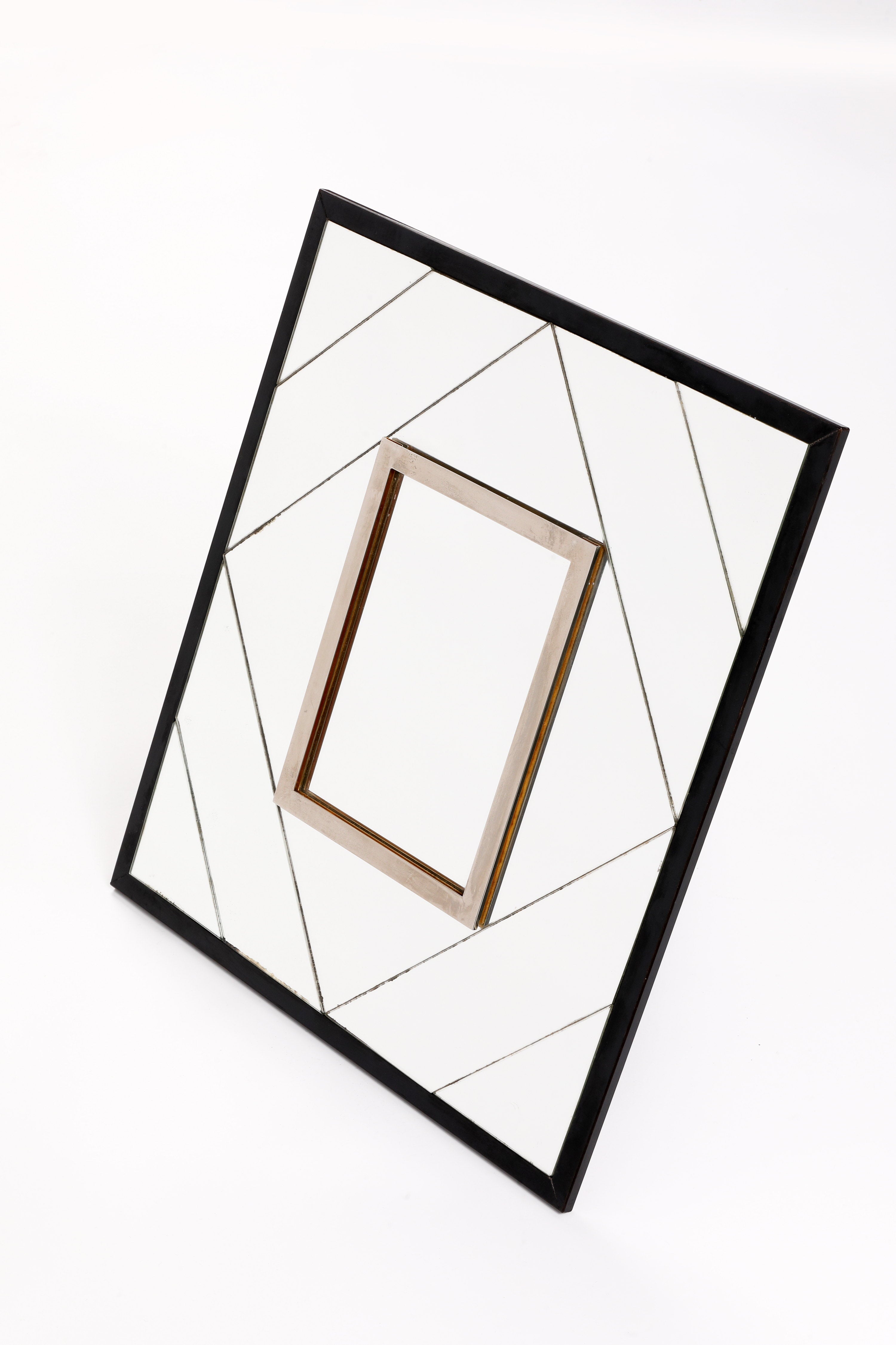 Mirrored frame from the 70s with diagonal lines