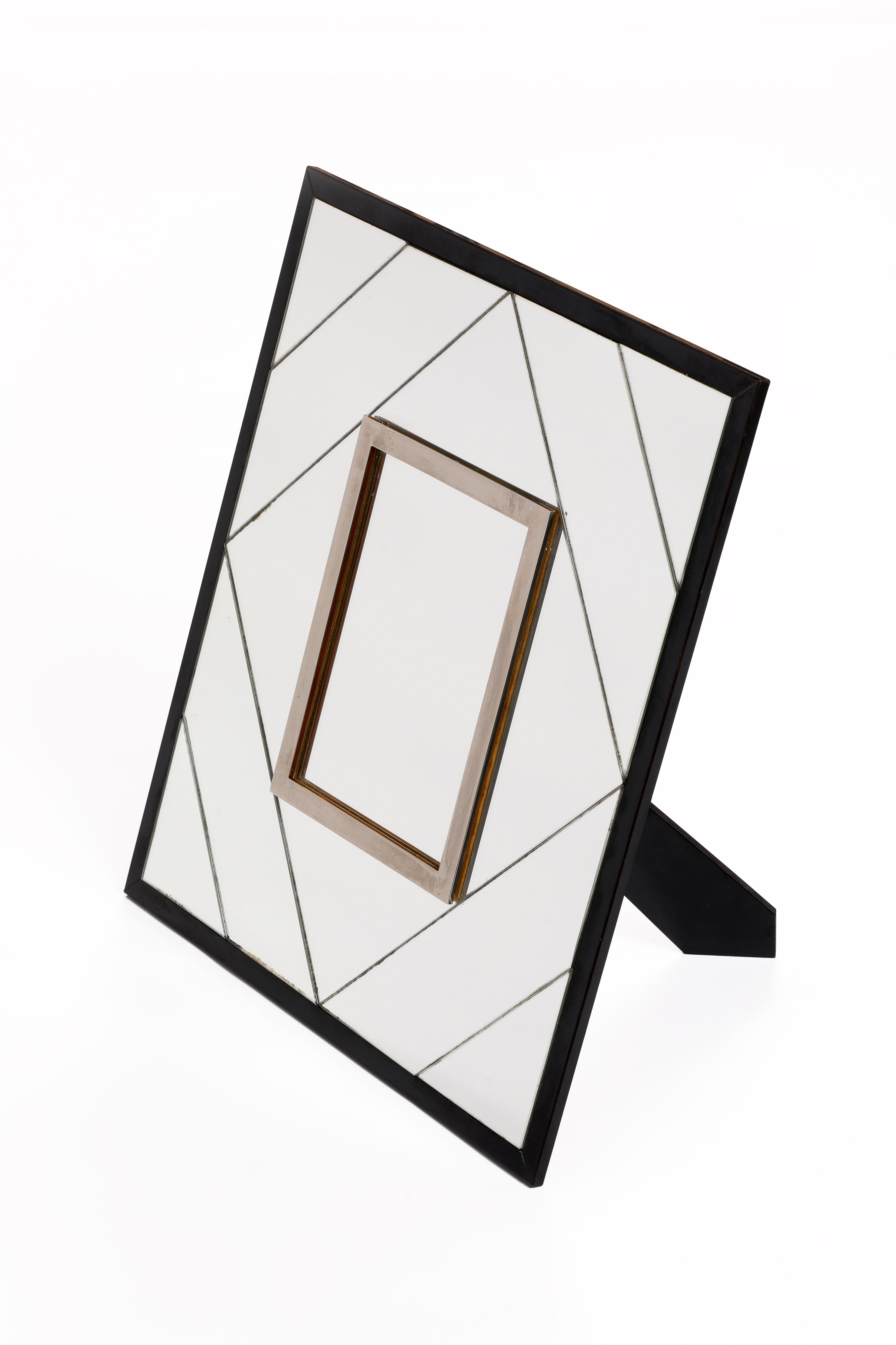 Mirrored frame from the 70s with diagonal lines