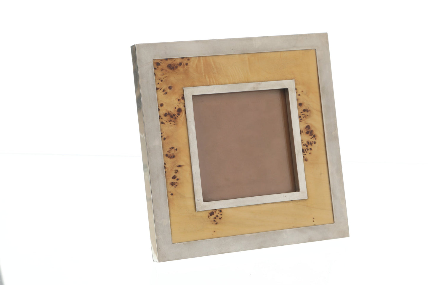 70s briar and steel photo frame