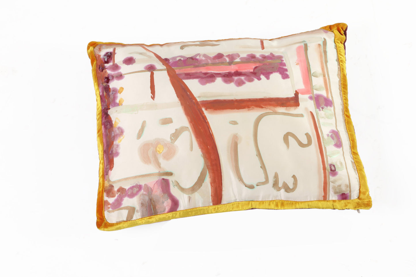 "Babele A" cushion hand painted Luisa Longo 2015