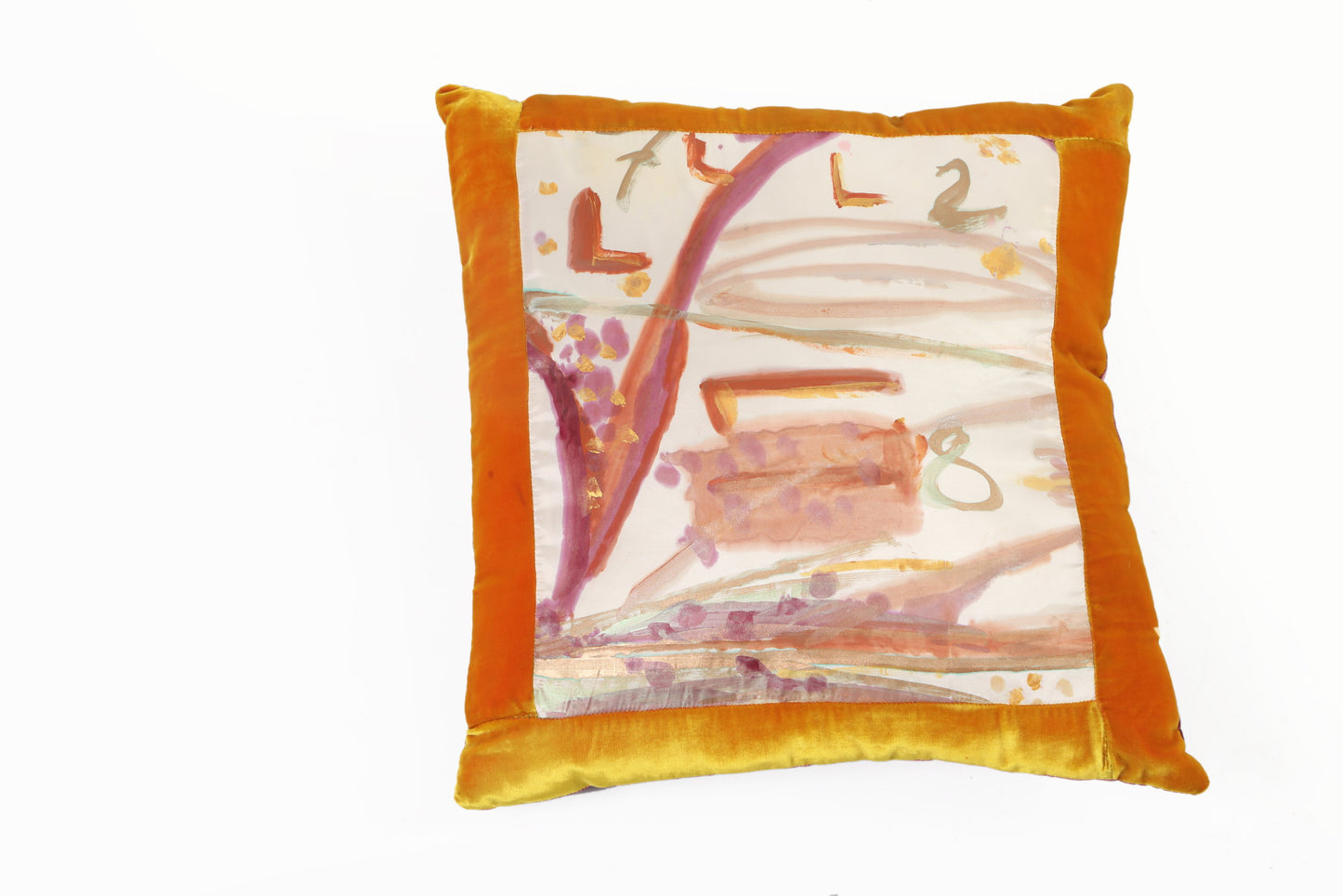 "Babele B" cushion hand painted Luisa Longo 2015