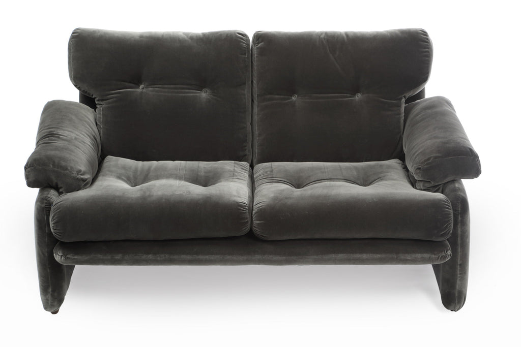 Afra &amp; Tobia Scarpa Coronado two-seater sofa in anthracite velvet