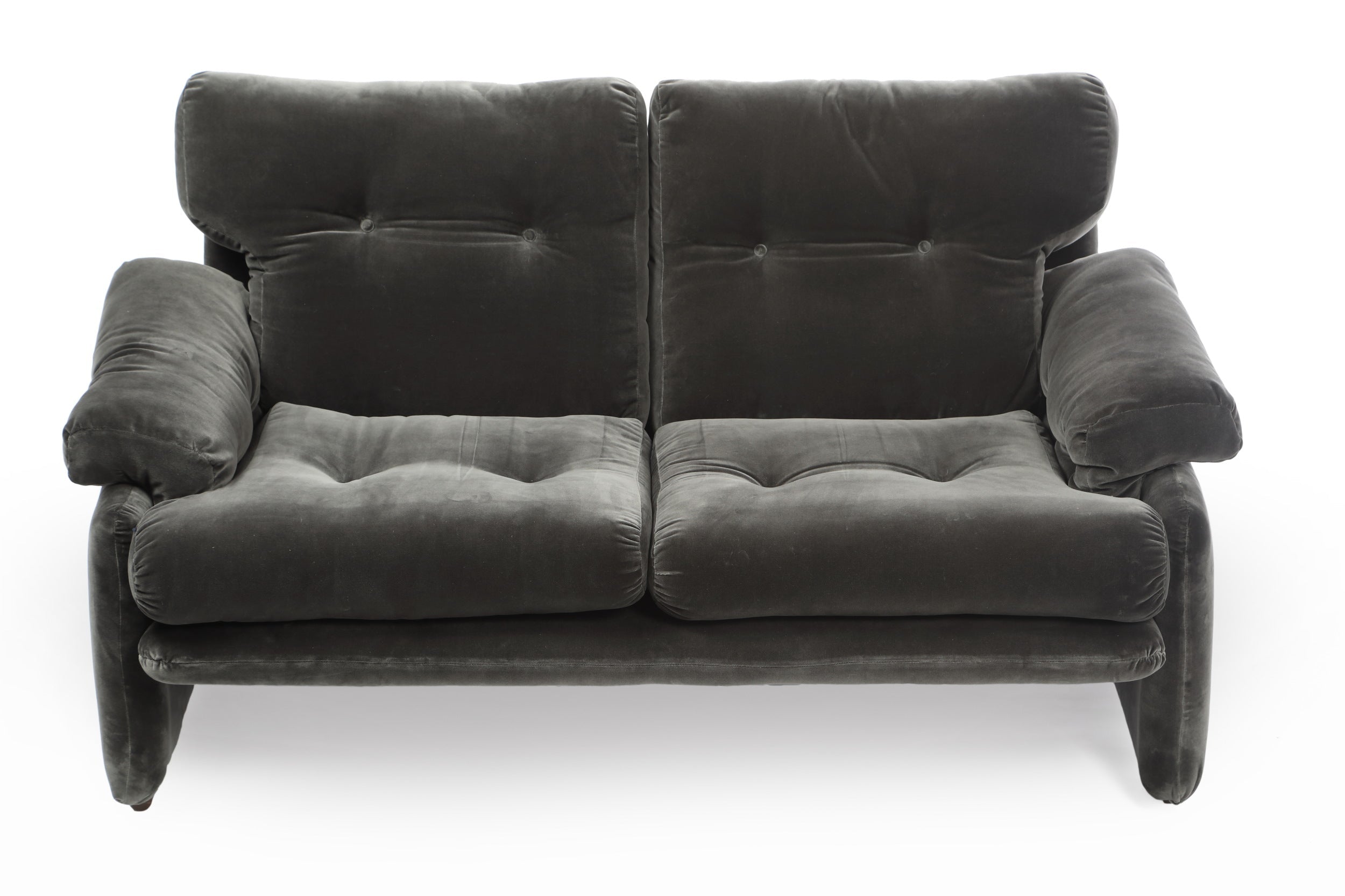 Afra &amp; Tobia Scarpa Coronado two-seater sofa in anthracite velvet