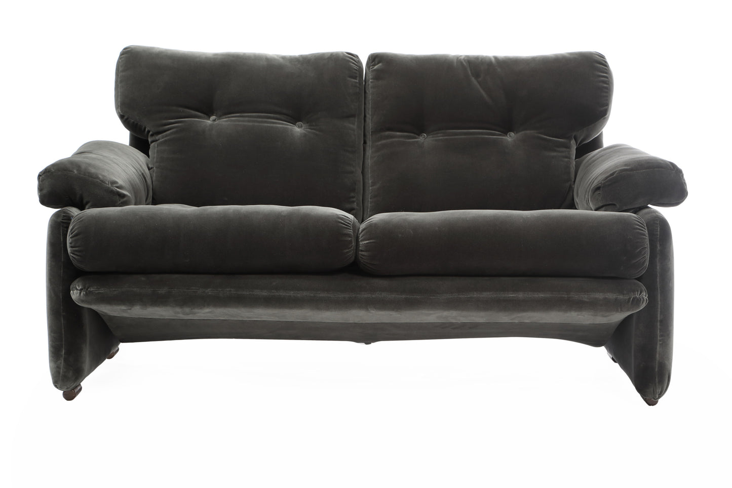 Afra &amp; Tobia Scarpa Coronado two-seater sofa in anthracite velvet