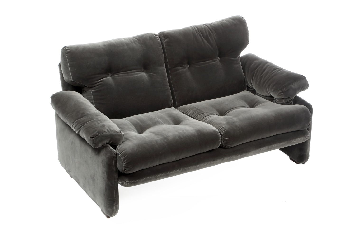 Afra &amp; Tobia Scarpa Coronado two-seater sofa in anthracite velvet