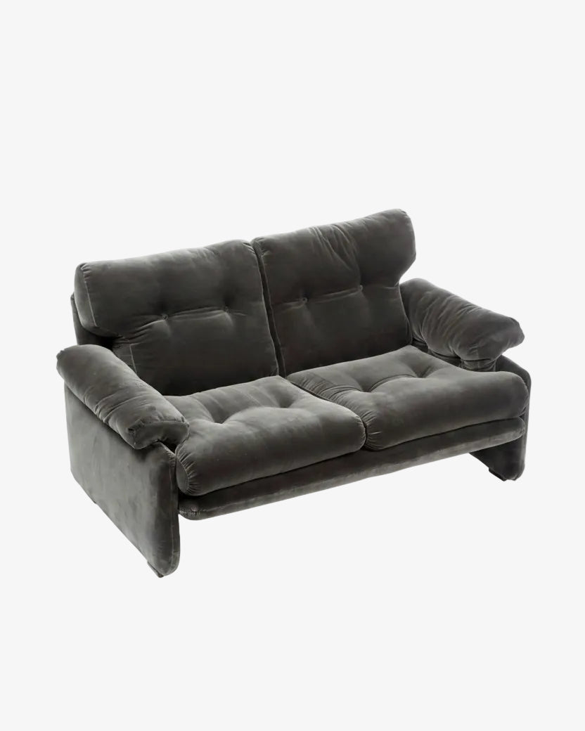 Afra &amp; Tobia Scarpa Coronado two-seater sofa in anthracite velvet