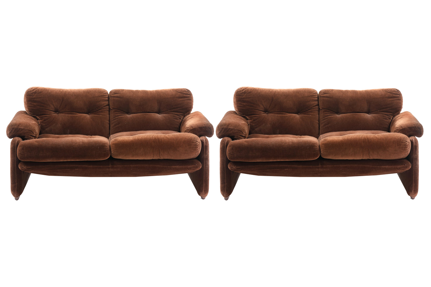 Two-seater sofa Afra &amp; Tobia Scarpa Coronado tobacco velvet