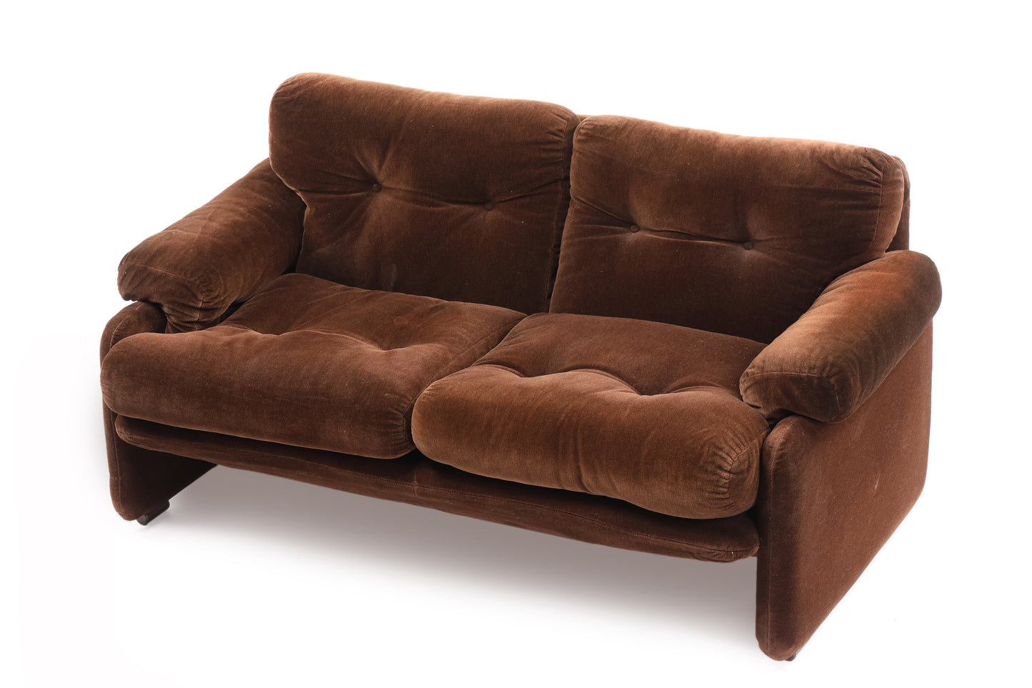 Two-seater sofa Afra &amp; Tobia Scarpa Coronado tobacco velvet