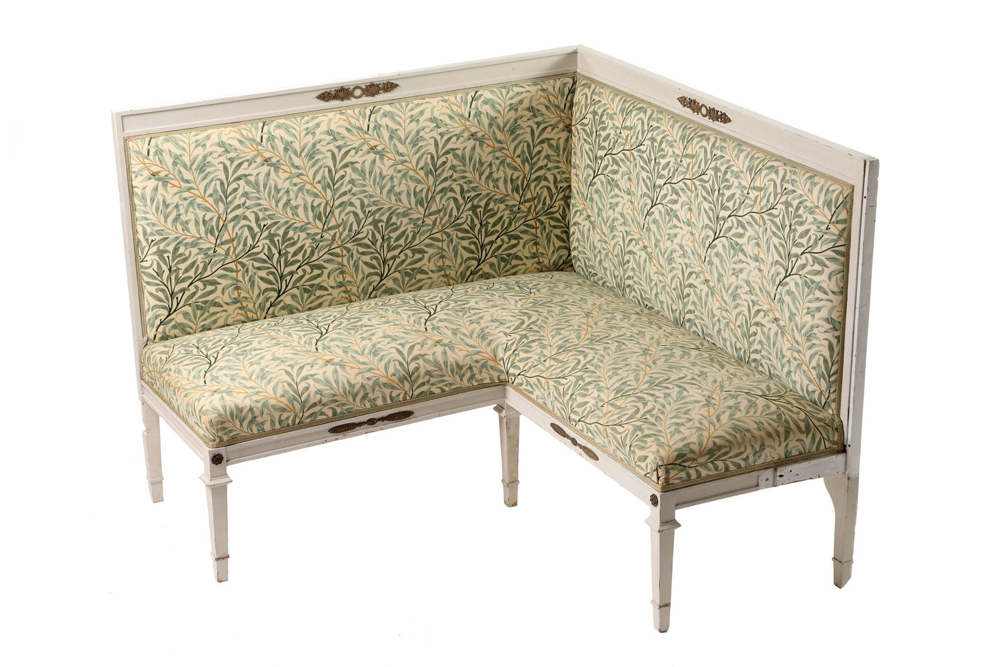 Ivory lacquered corner sofa from the 1950s