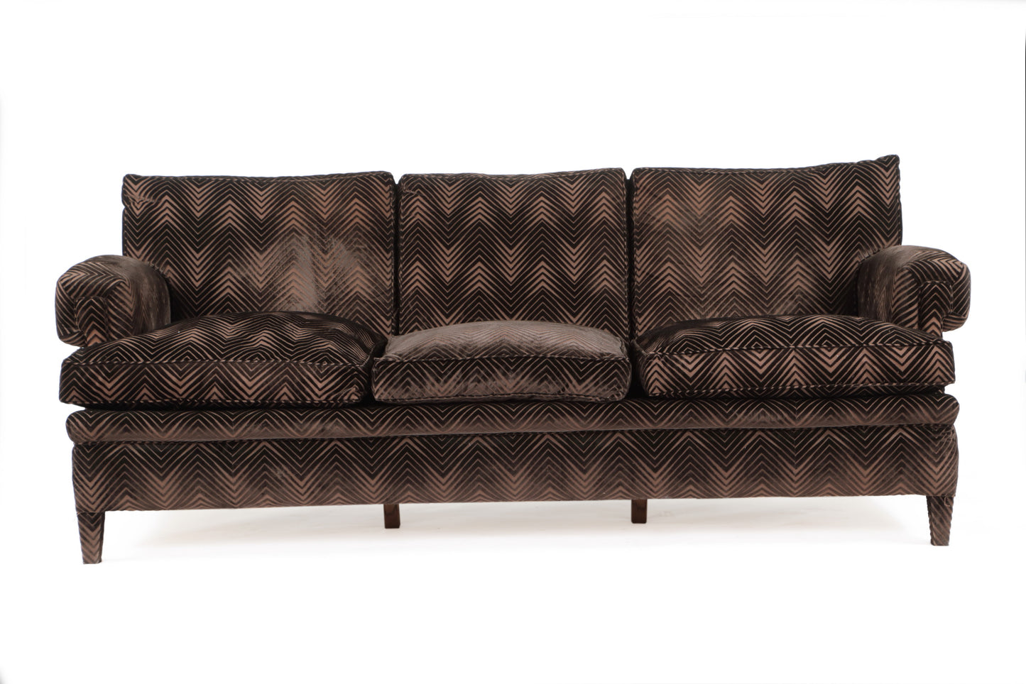 70s chevron velvet sofa
