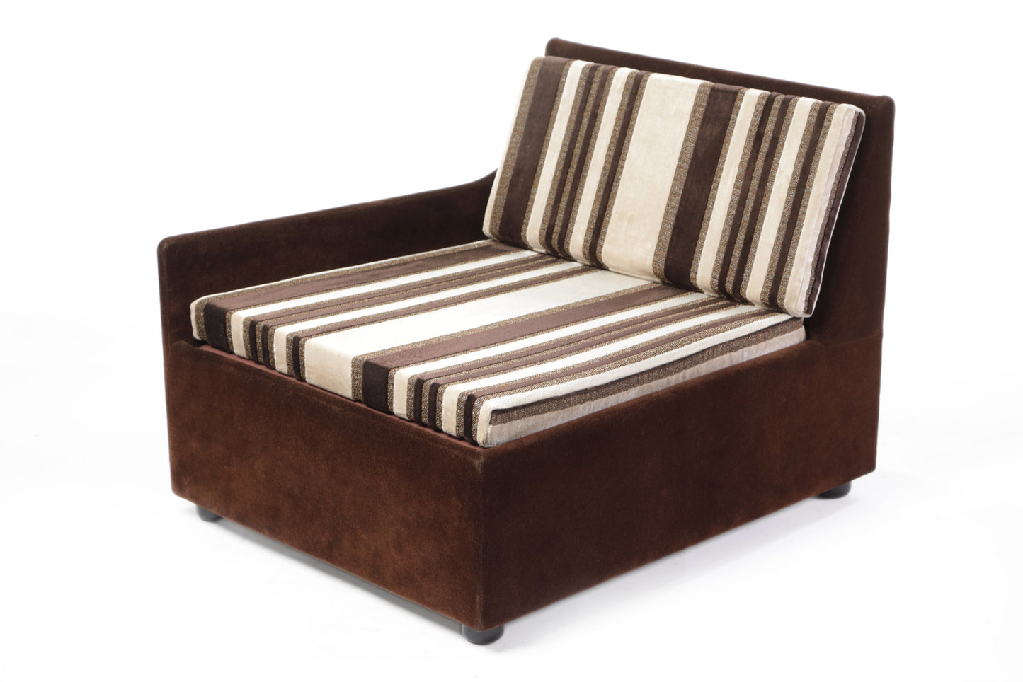 Ivory and brown modular sofa from the 70s