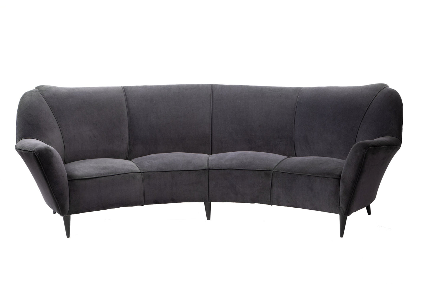 Curved sofa from the 50s in blueberry velvet