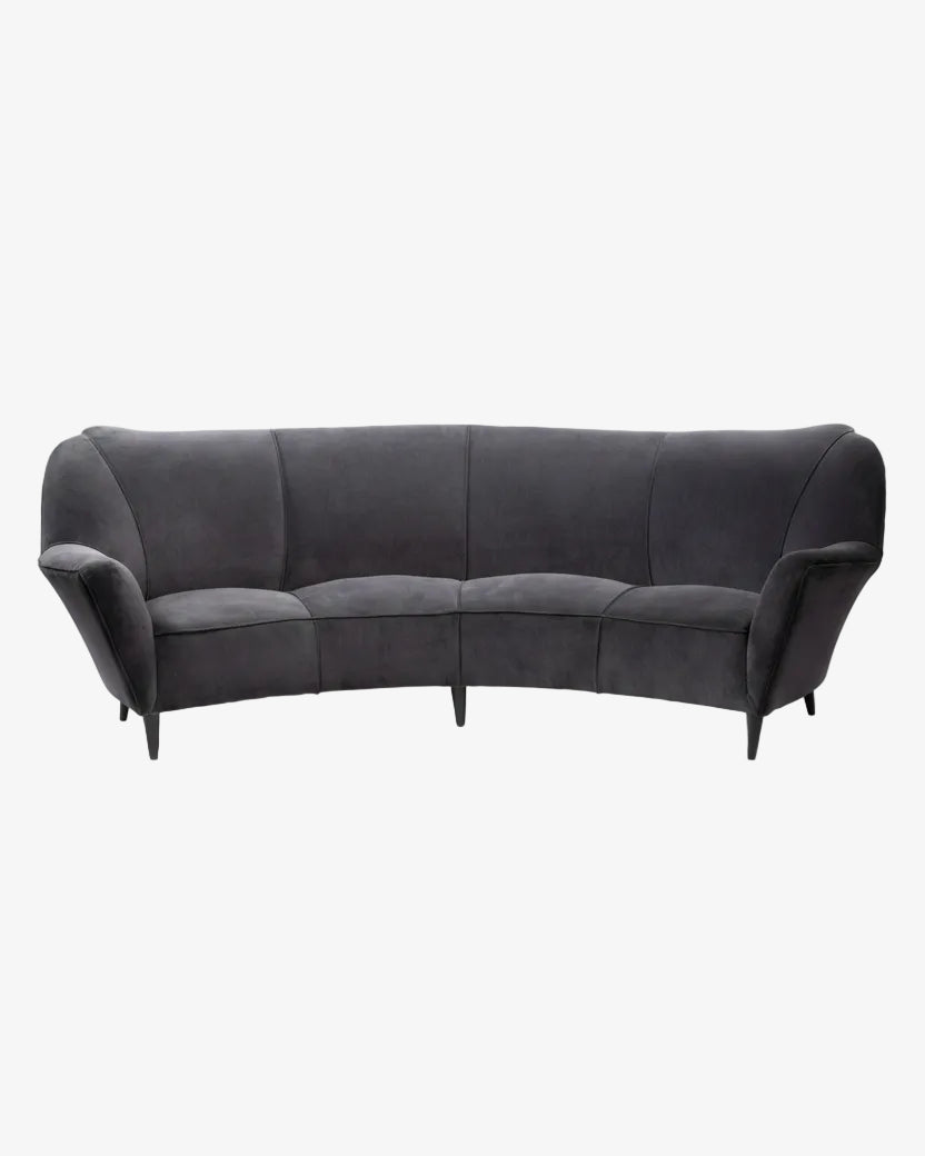 Curved sofa from the 50s in blueberry velvet
