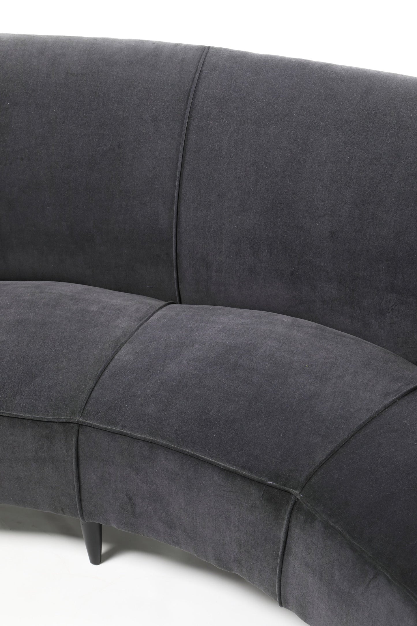 Curved sofa from the 50s in blueberry velvet