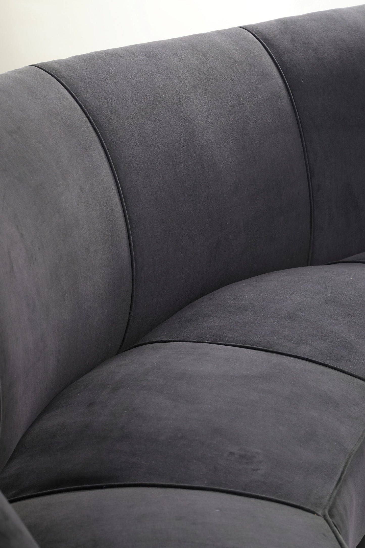 Curved sofa from the 50s in blueberry velvet