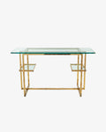 Consolle anni 70 struttura ottone piani in cristallo