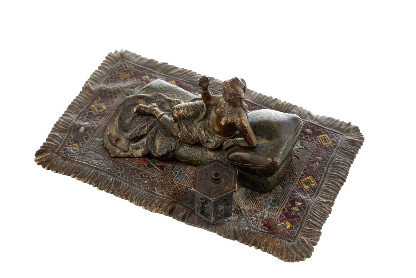 Woman figure on bronze carpet