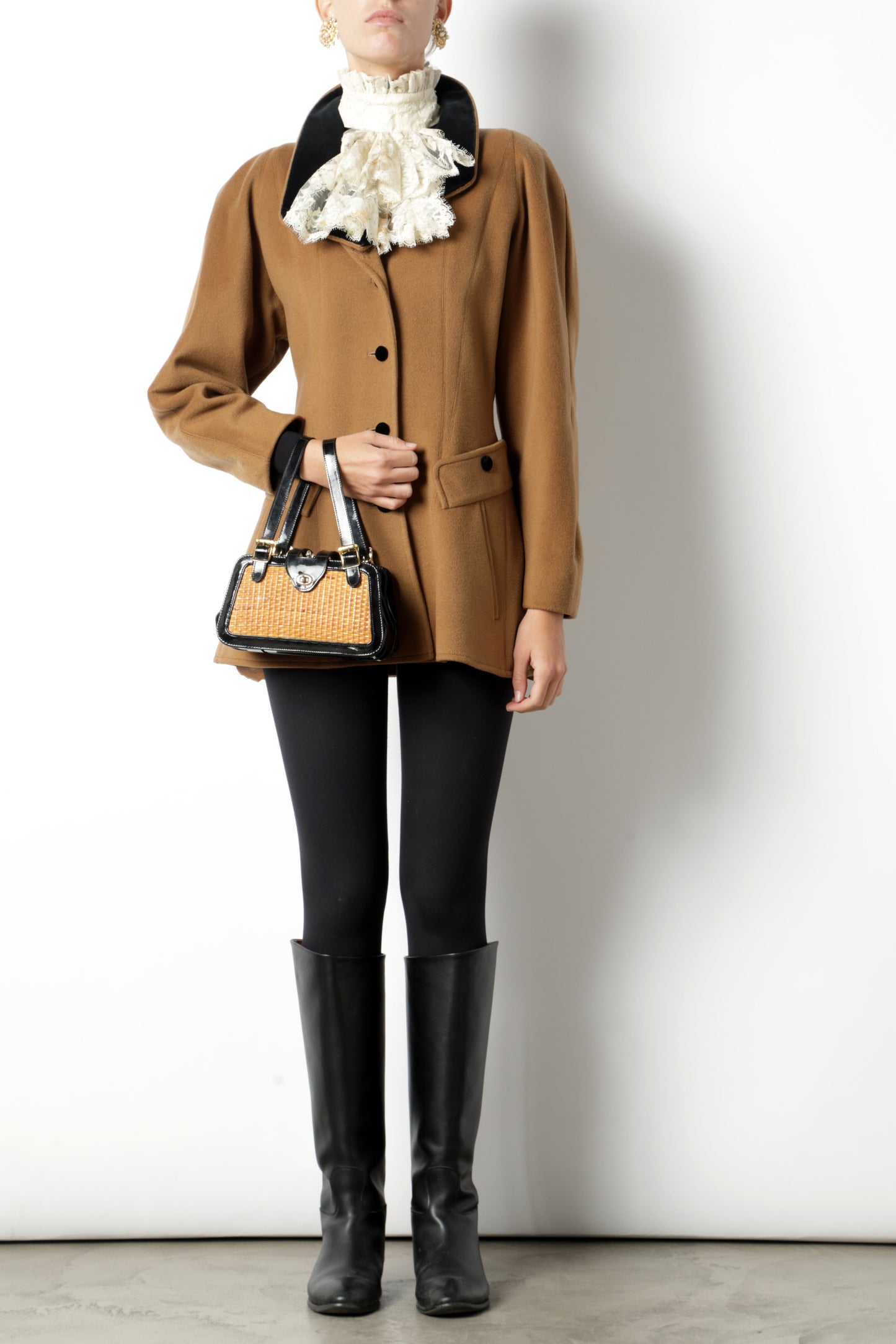 Fendi camel jacket black velvet lapel