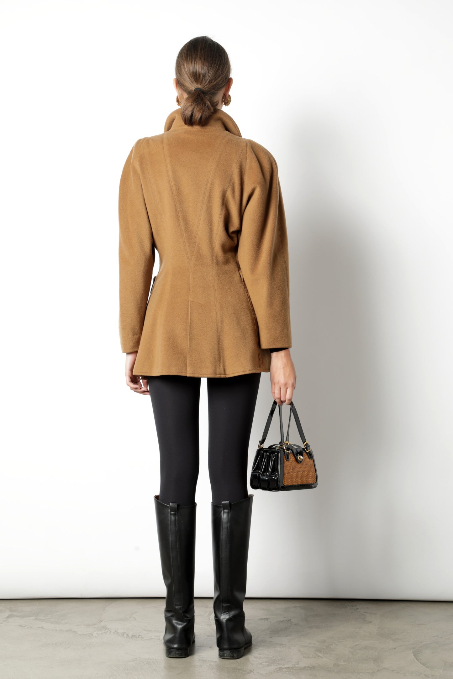 Fendi camel jacket black velvet lapel