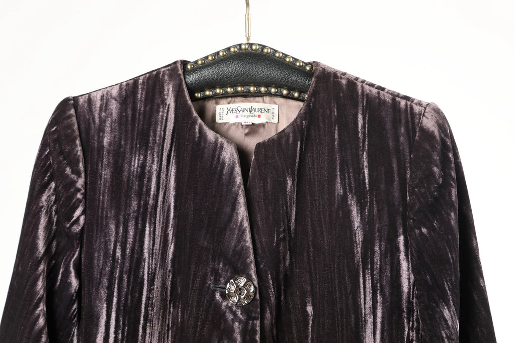 Yves Saint Laurent jacket in 80s mauve slub velvet