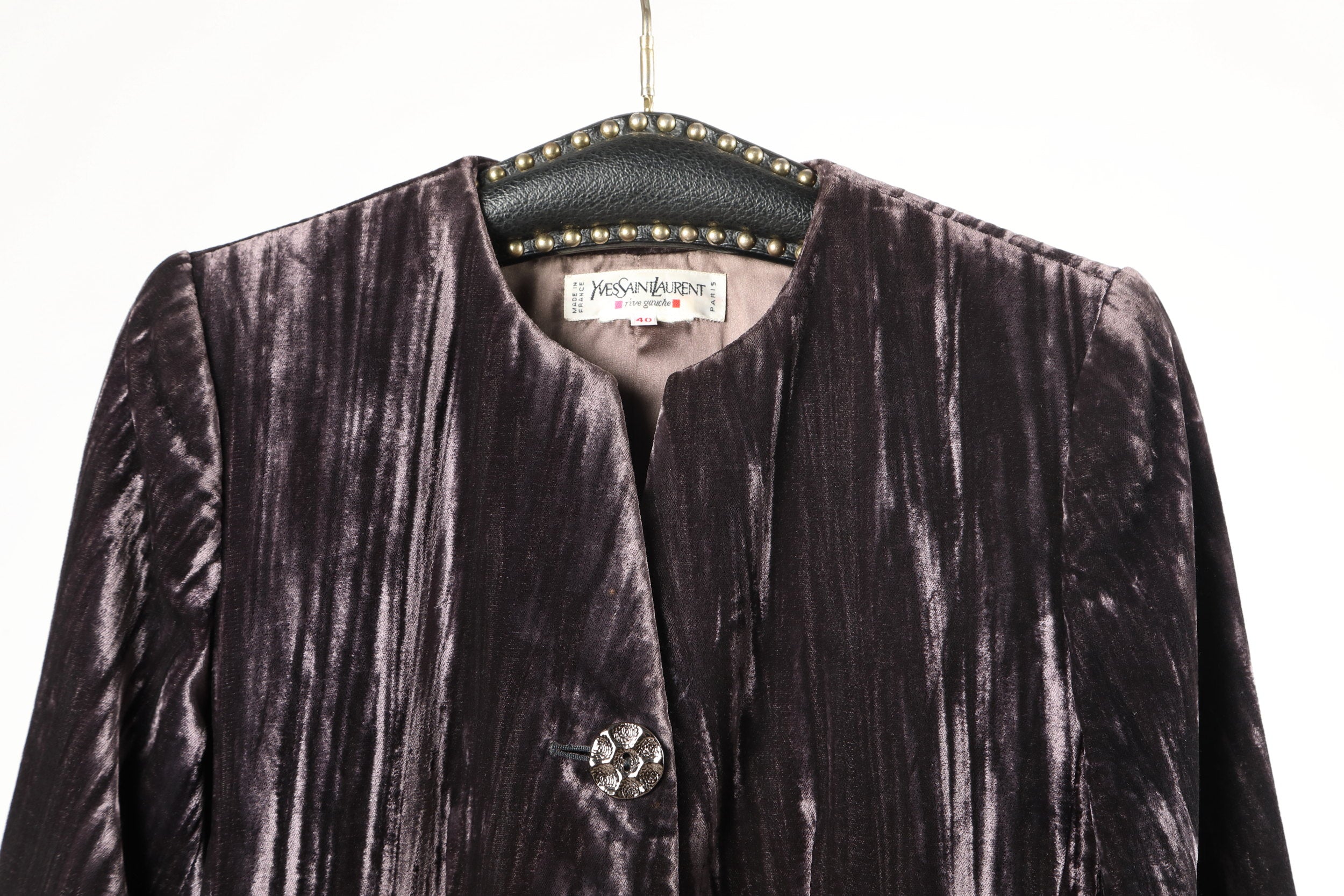 Yves Saint Laurent jacket in 80s mauve slub velvet