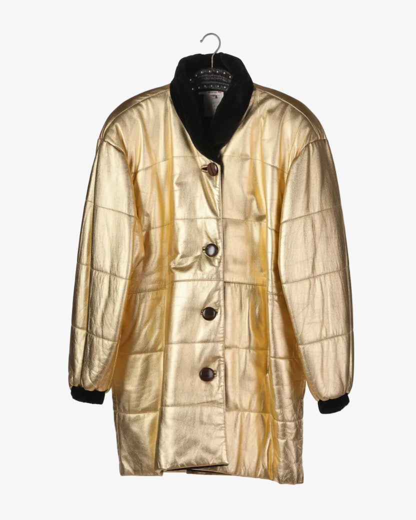 Yves Saint Laurent Rive Gauche gold leather jacket