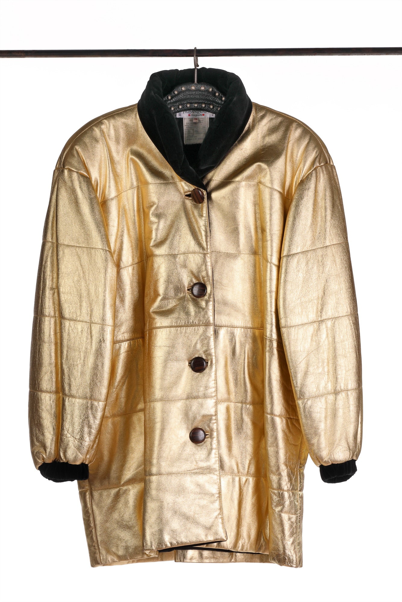 Yves Saint Laurent Rive Gauche gold leather jacket