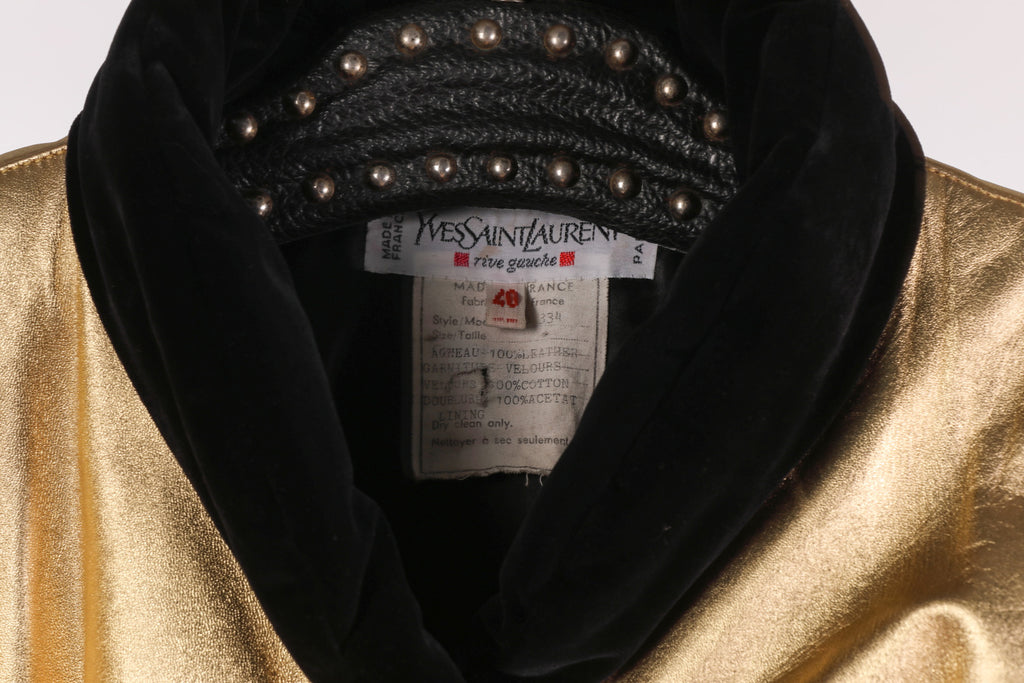 Yves Saint Laurent Rive Gauche gold leather jacket