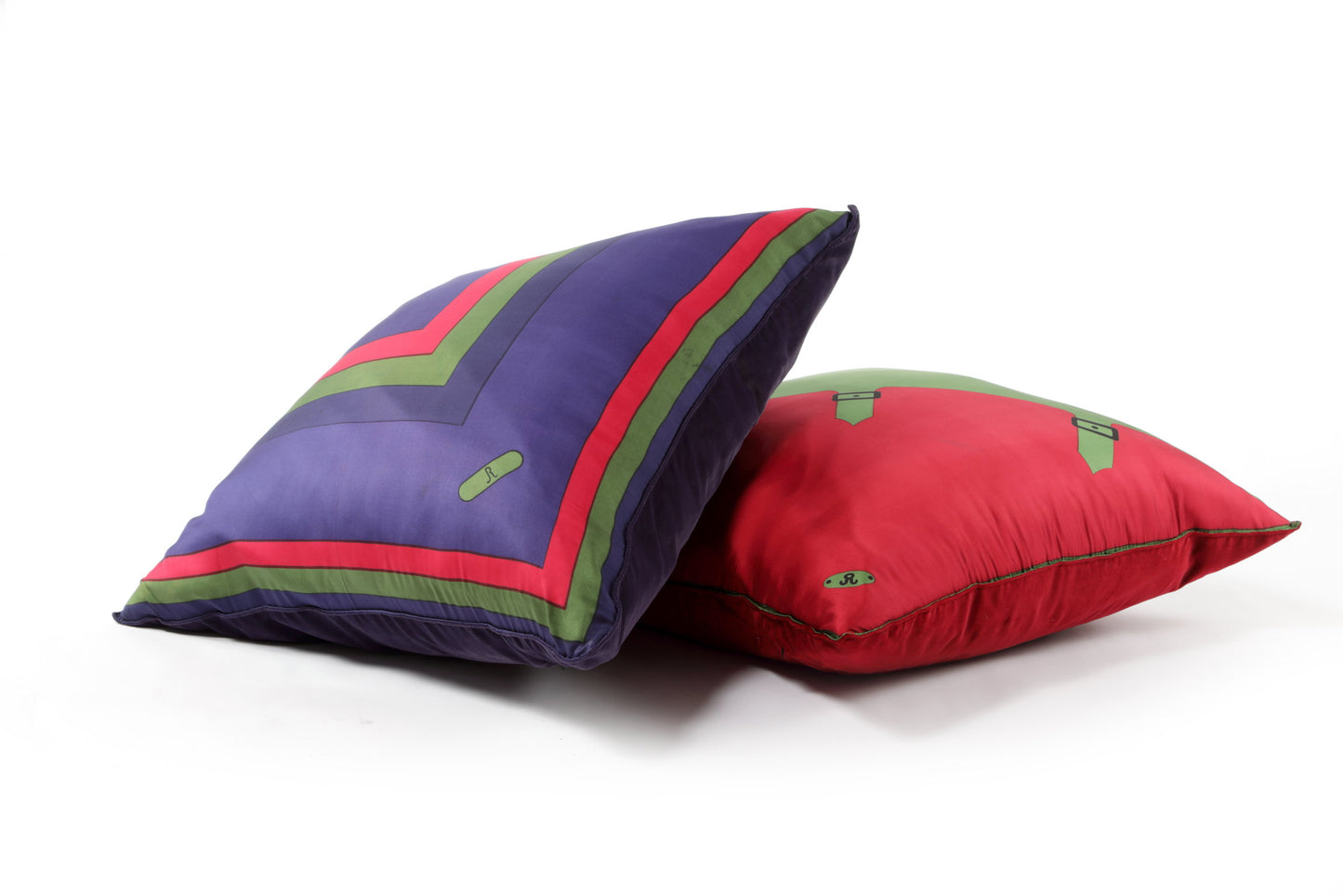 Maxi cushion reinterpreted triplef with original Roberta di Camerino scarf with buckle motif