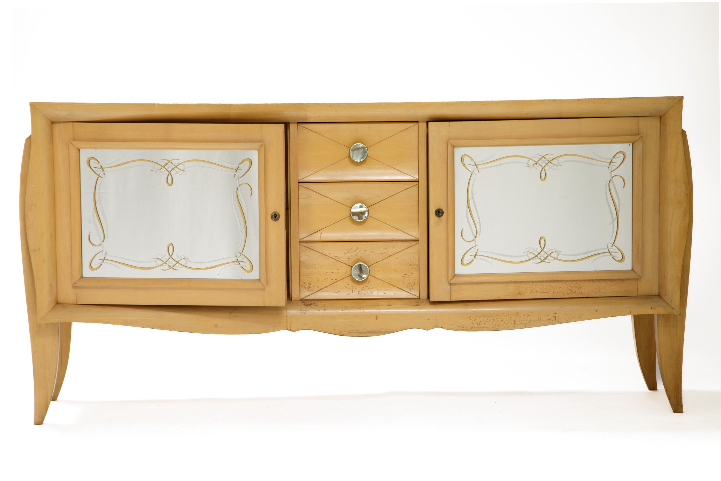 60's blond maple chest of drawers