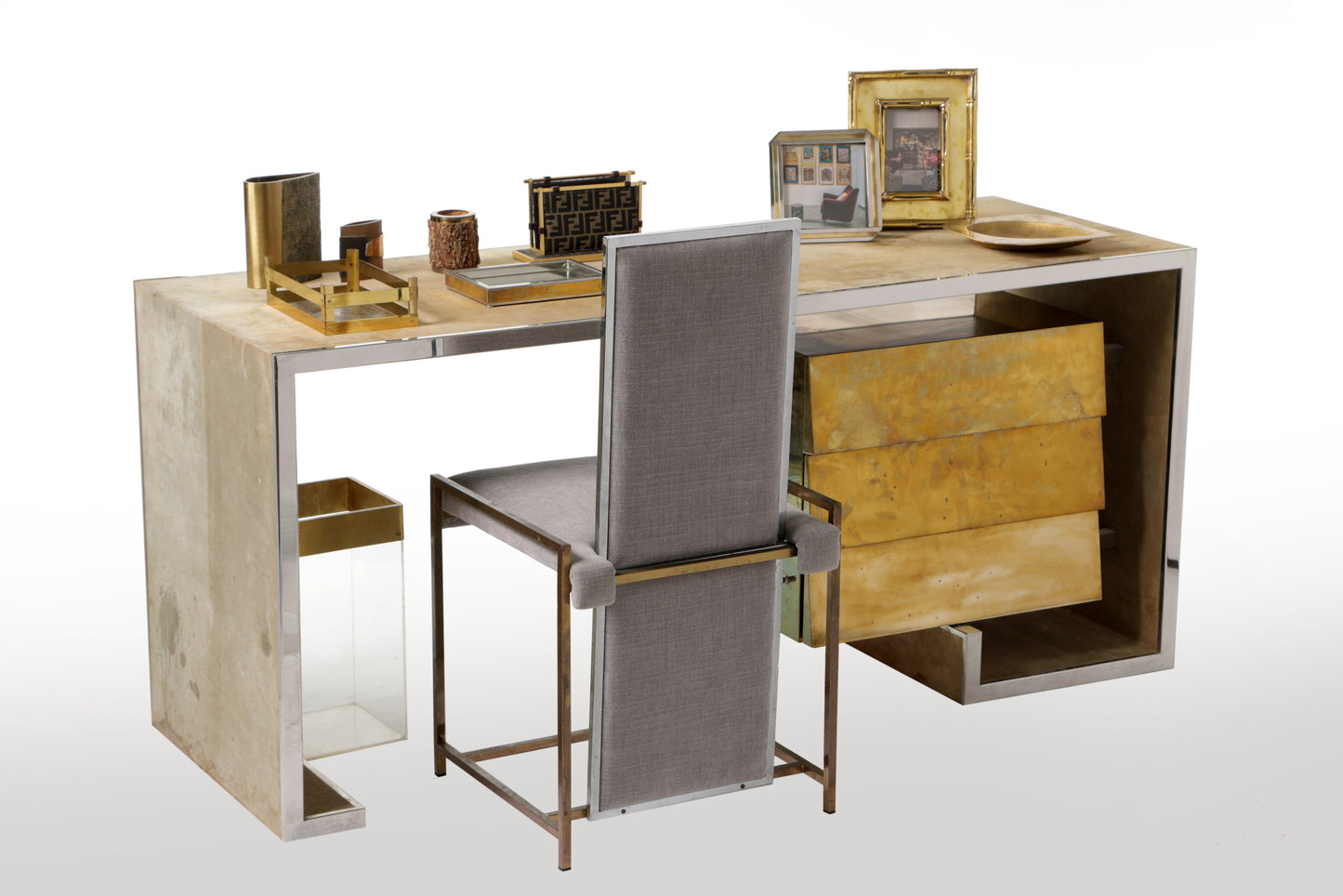 Desk attributable to Sandro Petti for Angolometallarte 1970s