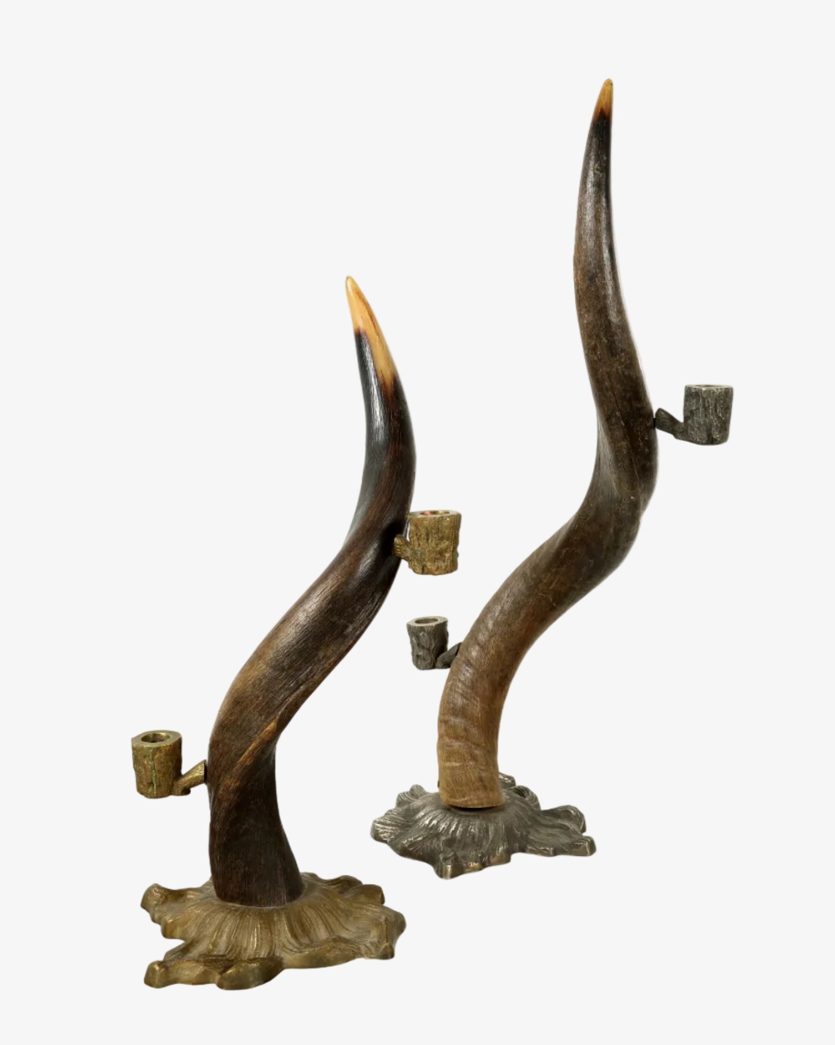 Pair of Gabriella Crespi horn candlesticks