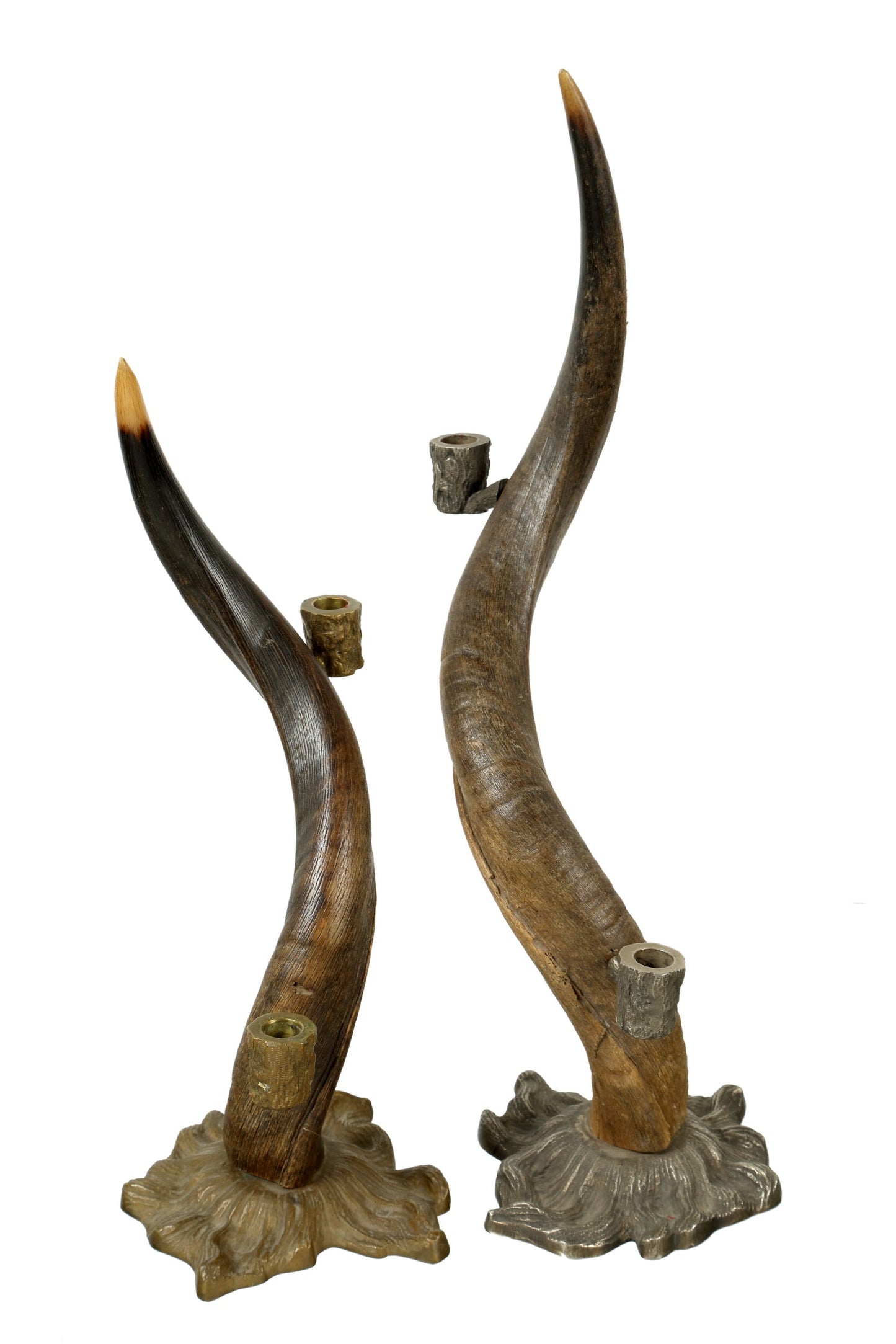 Pair of Gabriella Crespi horn candlesticks