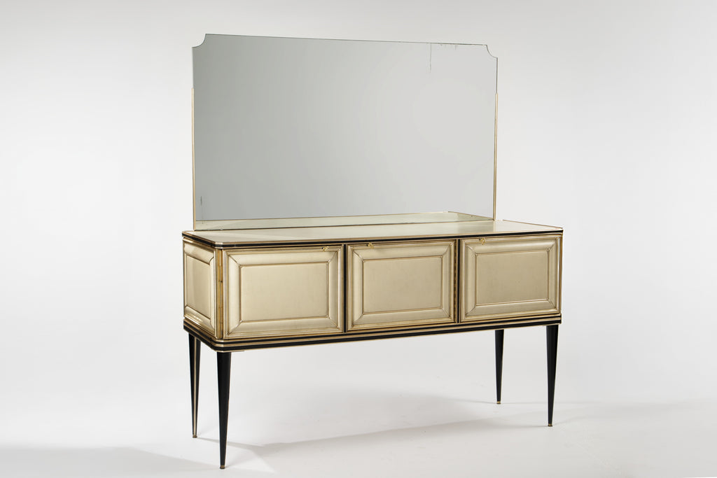 Buffet con specchiera Umberto Mascagni avorio anni 50