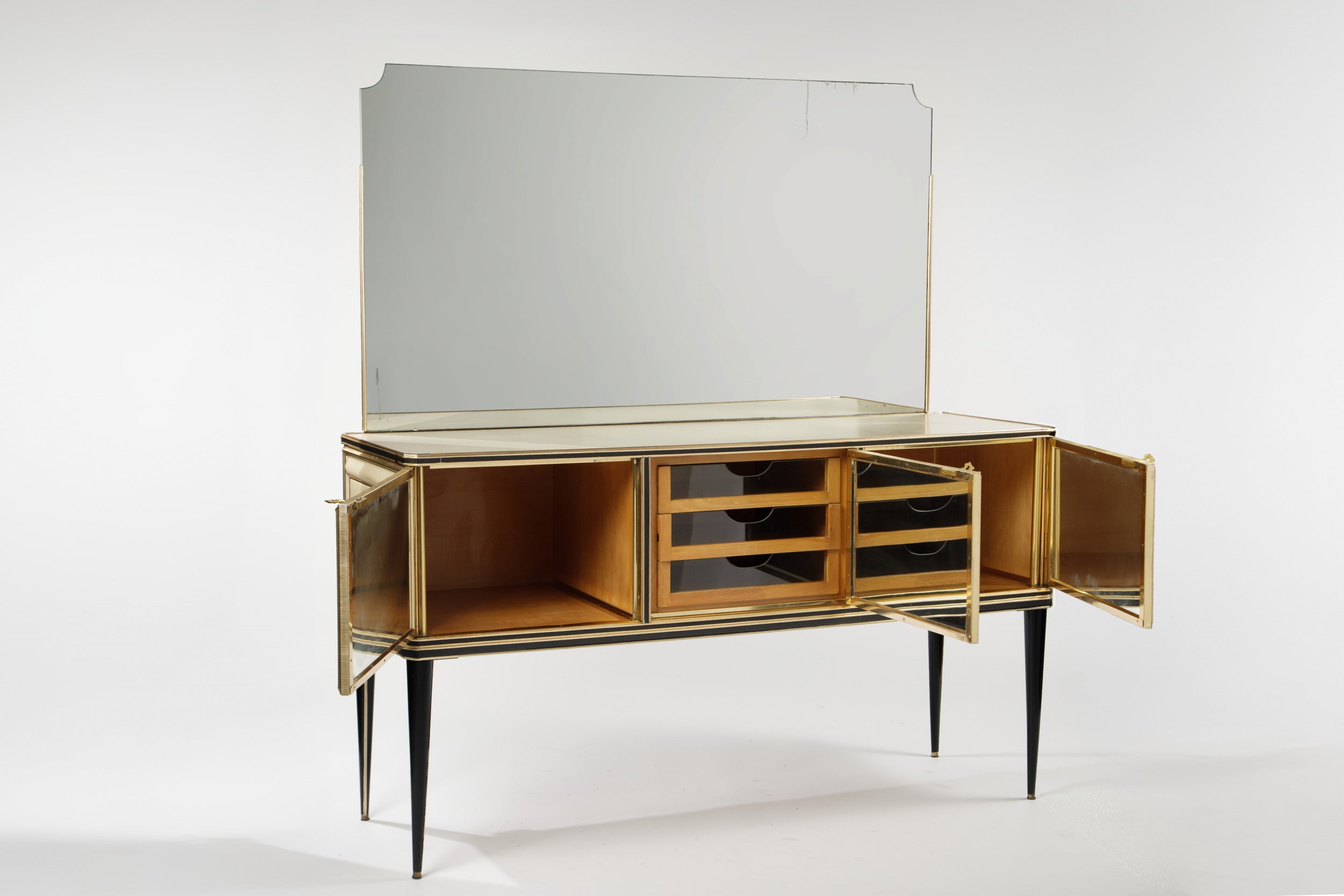 Buffet with mirror Umberto Mascagni ivory 50s