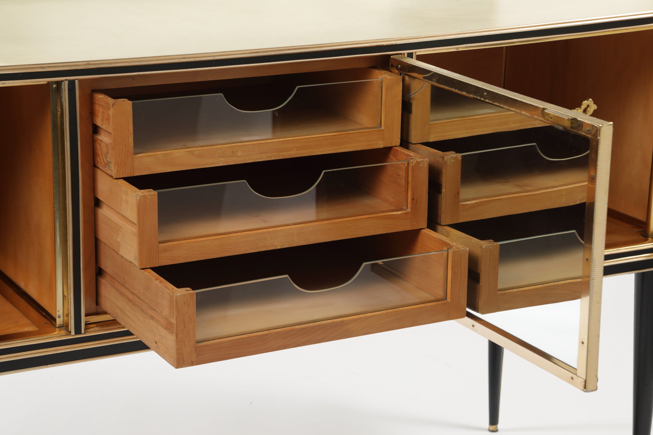 Buffet with mirror Umberto Mascagni ivory 50s