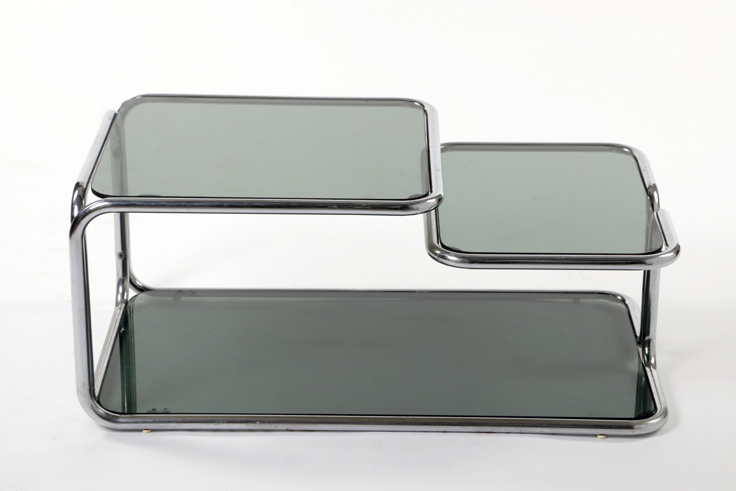 1970s steel and smoked glass lounge table