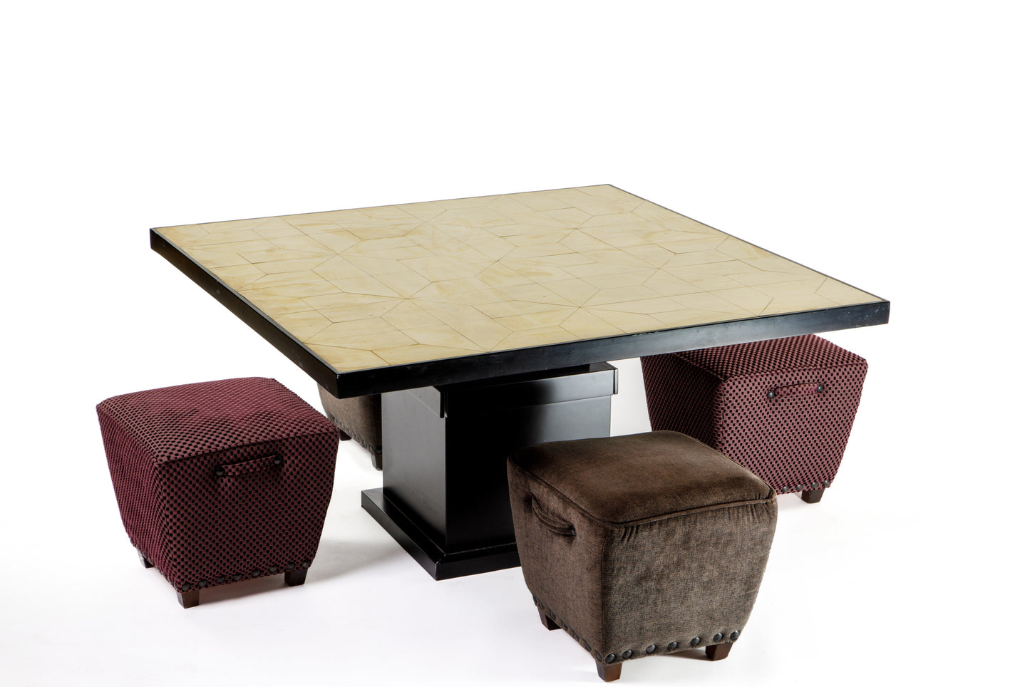 Convertible table mosaic brass