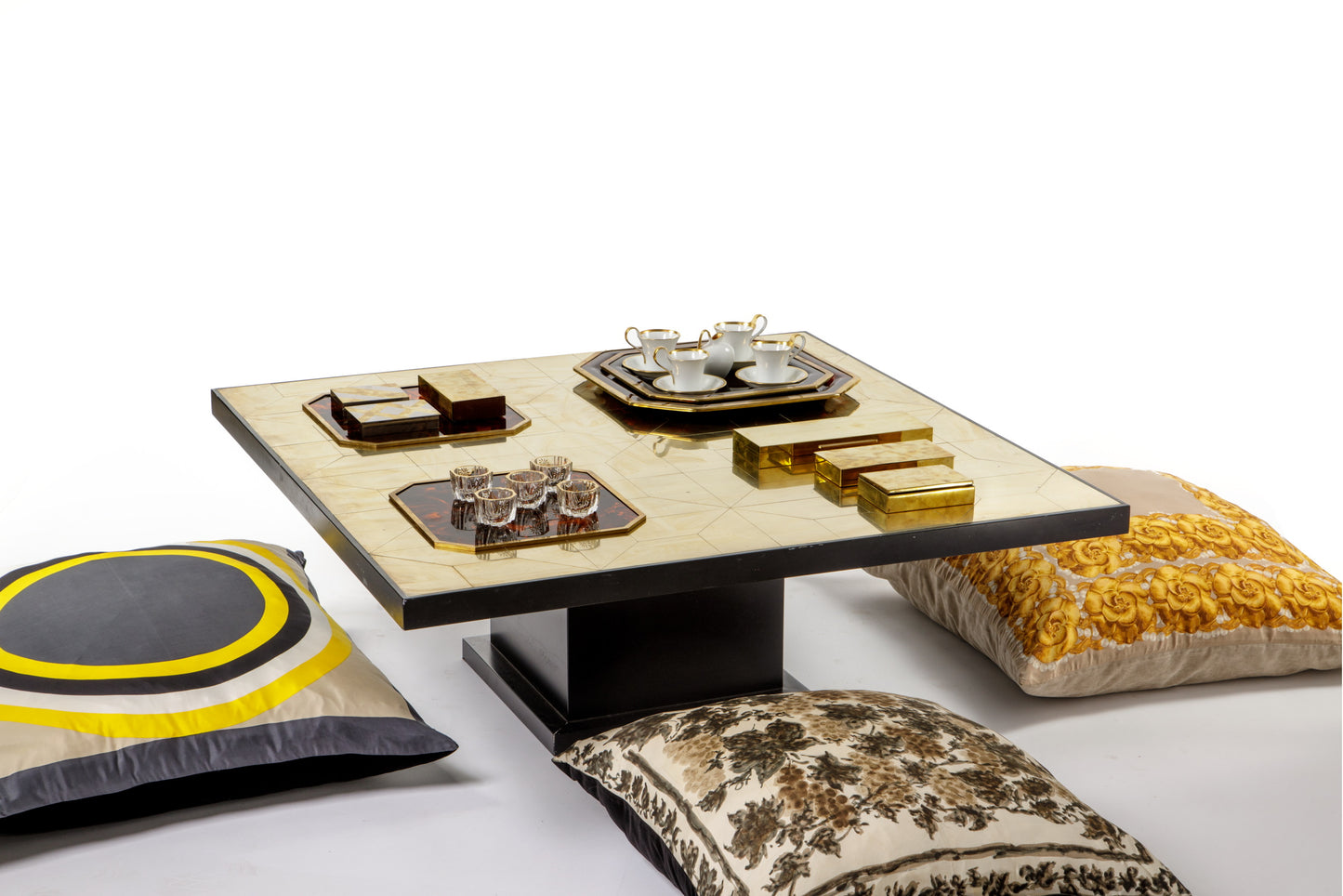 Convertible table mosaic brass